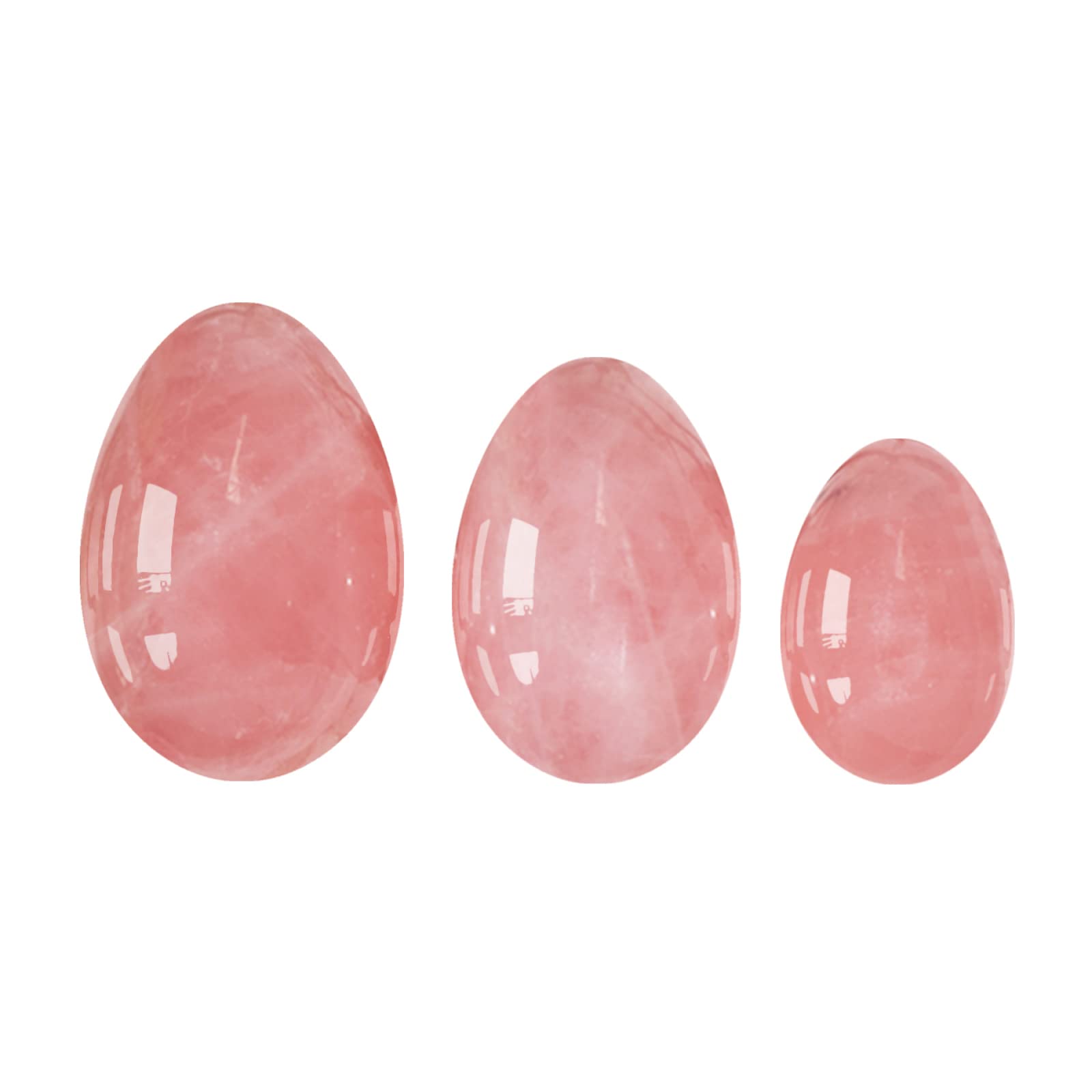 Natürlicher Kristall rau Yoni Egg 16 Arten Kristall-Massageball for Frauen Kegel-Übung Jade-, Jade-Eier (Color : Rose Quartz Eggs)