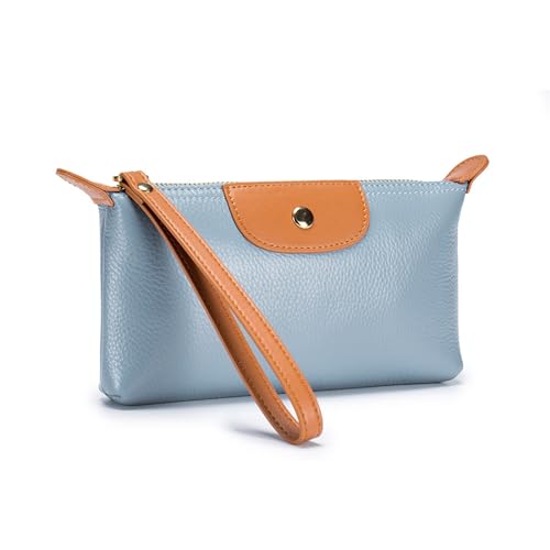 TAKOXIA Tasche für Damen, stilvolle und Damen-Handgelenktasche, Kartenhalter, Münzgeldbörsen, Reisehandtasche für den täglichen Gebrauch, himmelblau, As shown in the figure