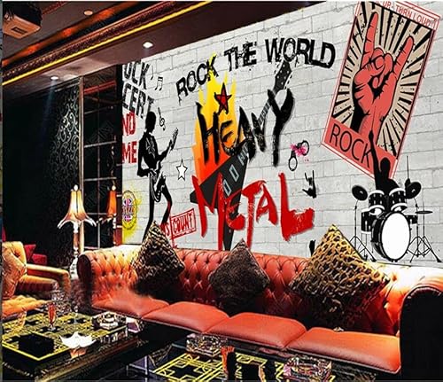 tyujlkjddlf Tapete Wandbild 3D Benutzerdefinierte Backsteinmauer, Musik, Rockbar, Ktv-Hintergrundwand-450Cmx300Cm