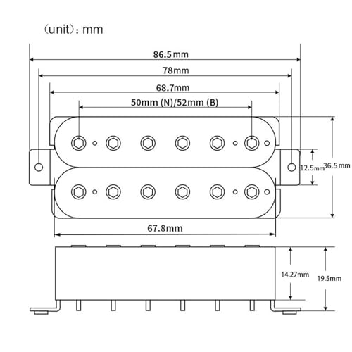 Gitarren-Tonabnehmer Keramik-Humbucker-Tonabnehmer Für E-Gitarre, Doppelspulen-Tonabnehmer, Hals- Oder Stegposition (Color : White Bridge)