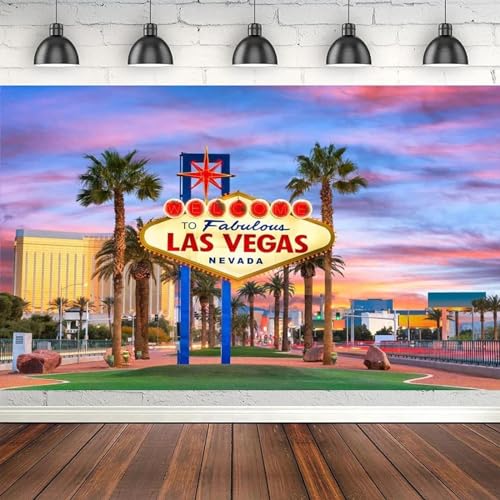 Fotografie Hintergrund Willkommen Las Vegas Nevada Zeichen für Casino Thema Geburtstagsfeier Dekor Banner Braut Dusche Fotohintergrund 300cmx200cm