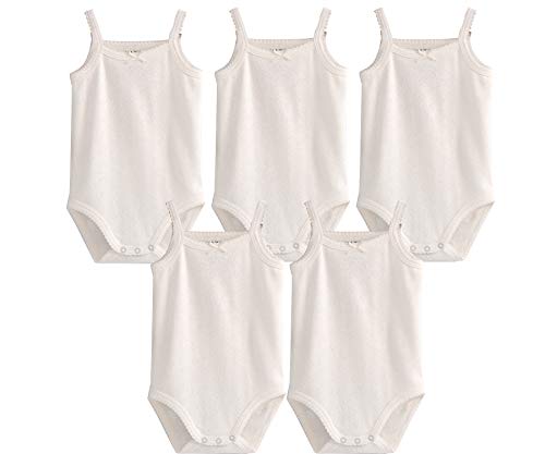 Blueleyu Baby Mädchen ärmelloses Tanktop Baumwolle Body 3er Pack Onsies Gr. 80, 5 Stück Weiß