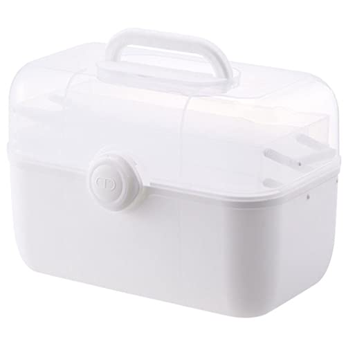 ZESLIV Medizinbox mit Tragegriff Erste Hilfe Koffer Medikamentenbox Medizinkasten Plastik Hausapotheke Box Medizinkoffer Aufbewahrungsbox Weiß 28x19,4x16cm