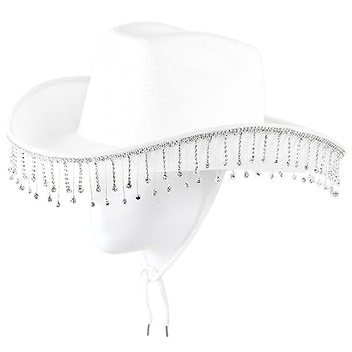 JSZDFSV West Western Cowgirl Damen Mädchen Strass Cowgirl Hut Party Kostüme für Erwachsene