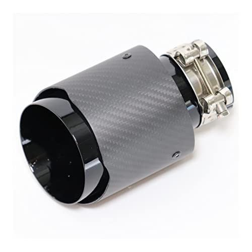 Auto-Endrohre Universal Auto Matte Kohlefaser Schalldämpfer Spitze Auspuffanlage Rohr Schalldämpfer Düse Gerade Edelstahl Schwarz Für Akrapovic Auspuff Endrohr (Farbe : 60MM IN 89MM OUT)