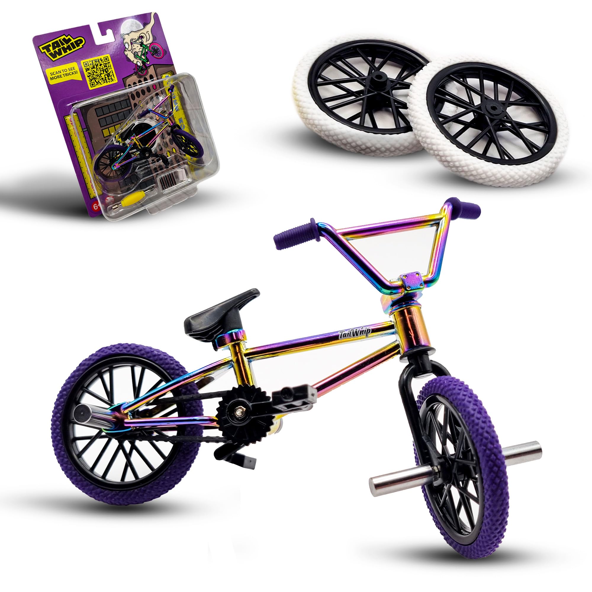 TAIL WHIP Finger Bike BMX, BMX-Fingerfahrrad aus Metalllegierung für schwindelerregende Tricks, Mini Fahrrad Spielzeug mit original Zubehör, Fördert Handmotorik (Multicolor)