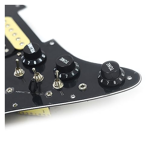 Schlagbrett Für Linke SSH-E-Gitarre, Zwei Humbucker, Ein Humbucker (9K/9K/15K), Silence-Schalter Mit Vorverdrahteter Schlagplatte (Color : Bk with 3.5 jack)