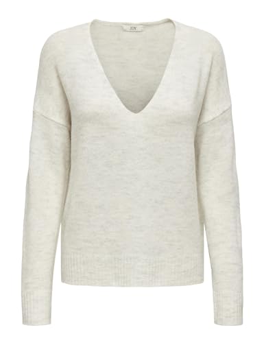 JdY Damen JDYELANORA L/S V-Neck PULLO. KNT NOOS Pullover, Cloud Dancer/Detail:Melange, S