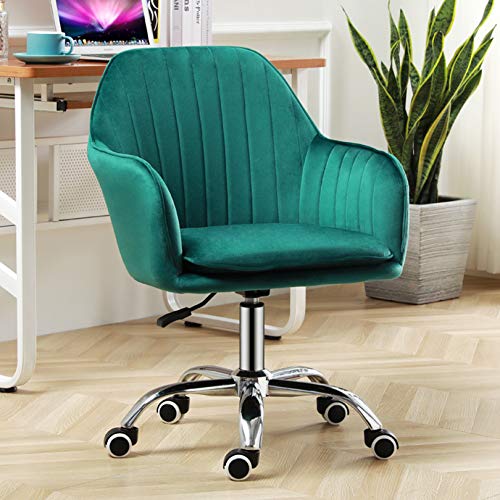 Drehbarer Schreibtischstuhl mit mittelhoher Rückenlehne, Computerstuhl, ergonomischer Home-Office-Stuhl, Drehstuhl aus Samt mit Hebeverstellung, Schminkstuhl für das Wohnzimmer im Home-Office für de