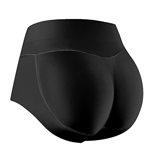 Damen Po Push Up Unterhose - Frauen Fake Ass Seamless Briefs Low Waist Push Up Butt Lifter Gepolsterte Höschen Hip Enhancer Shapewear Gesäß Höschen,Schwarz,S