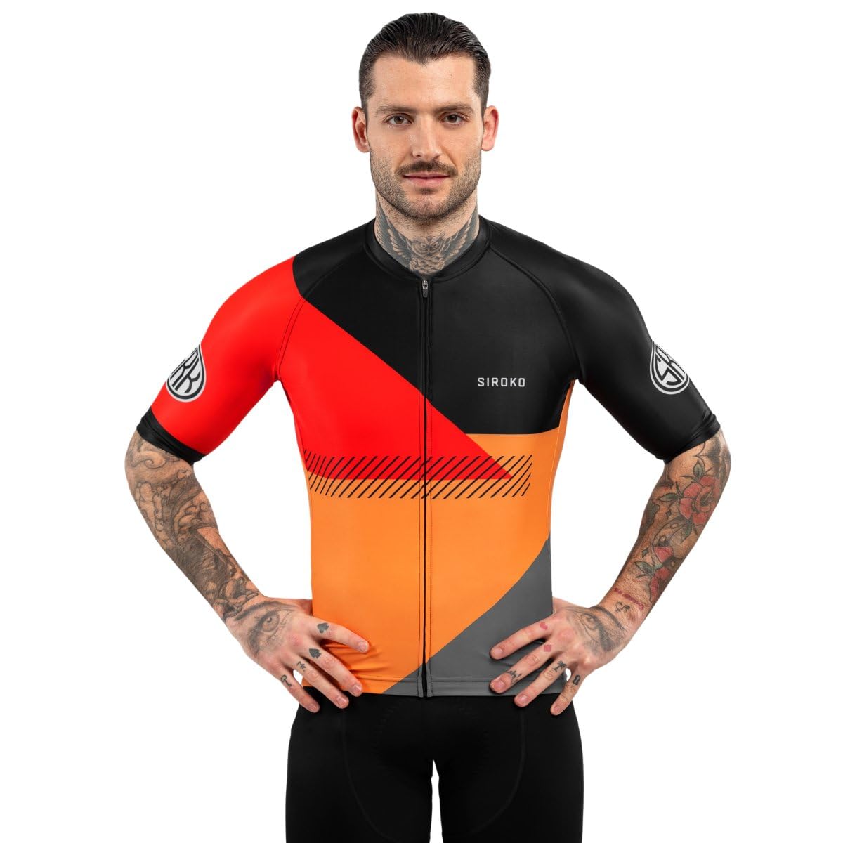 SIROKO - Radtrikot M2 Pimorent - L - Leuchtendes Orange/Schwarz