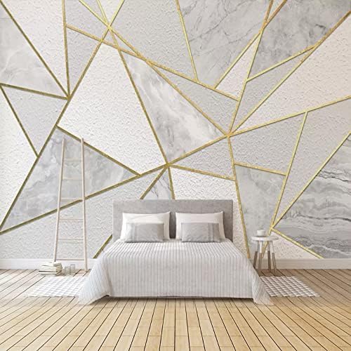 XLMING Einfacher Geometrischer Marmor Gold Line 3D Tapete Home Dekoration Wohnzimmer Sofa Schlafzimmer Tv Hintergrund Wand-430cm×300cm