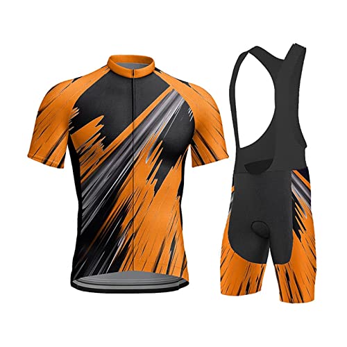 KAISUN Radsport Anzüge Herren Short Trikots+Bib Kurze Hosen Gel Pad 2023 Summer Atmungsaktiv Fahrradtrikot für Rennrad MTB, Kurzarm Radtrikot (Color : TYP-5, Size : XL)