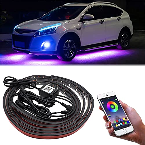 Auto Unterboden Neon Light, 12V LED Streifen Unter Auto Farbe RGB Auto Chassis Light mit Sprachsteuerung und Kabelloser Fernbedienung, Auto Atmosphere Beleuchtungs-Kit