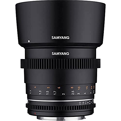 Samyang MF 85mm T1,5 VDSLR MK2 Canon RF – lichtstarkes T1,5 Tele Cine- und Video Objektiv für Canon RF Mount, 85 mm Festbrennweite, Follow Focus Zahnkränze Vollformat und APS-C, 8K Auflösung