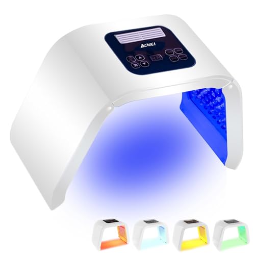 BOWKA 7 Farben LEDs Gesichtsmaske-Photonen-Therapie PDT für Gesunde Hautverjüngung, Anti-Aging, Falten,Acne, Kollagen, Narben Aufhellung Verjüngung. Straffung Haut Balance Fett Gesichtsverjüngung (A)