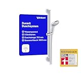 Duravit Universal Duschset, Duschkopf mit 3 Strahlarten (Rain, Intense Rain, Soft Rain), wassersparender Duschkopf mit Schlauch, variable Duschstange (700 mm), Duschschlauch (1600 mm), Chrom