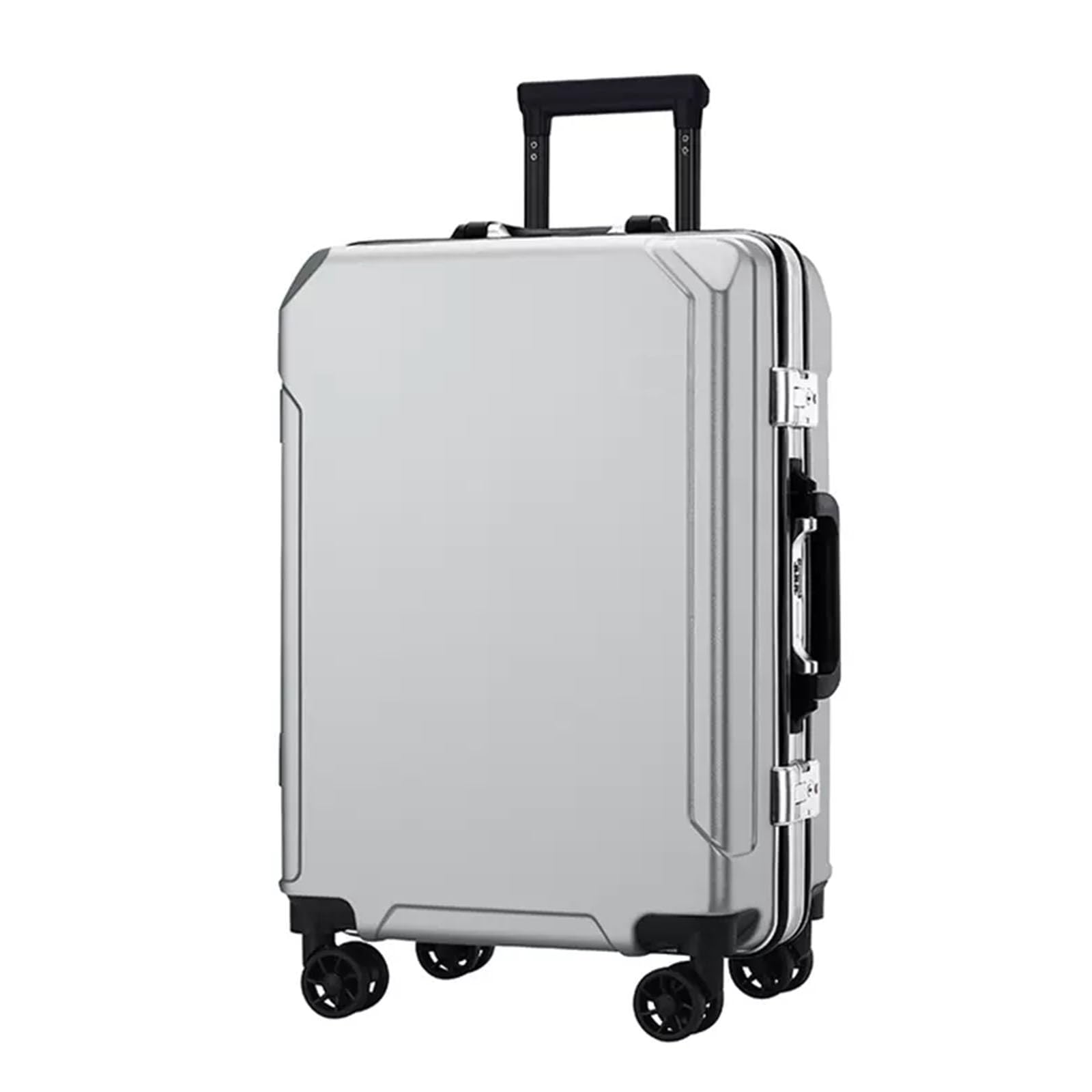 KJZQXYX Koffergepäck mit Spinnerrädern, Trolley-Koffer mit Aluminiumrahmen, zwei USB-Ladeanschlüssen, TSA-Zahlenschloss (Silver gray 22 in)