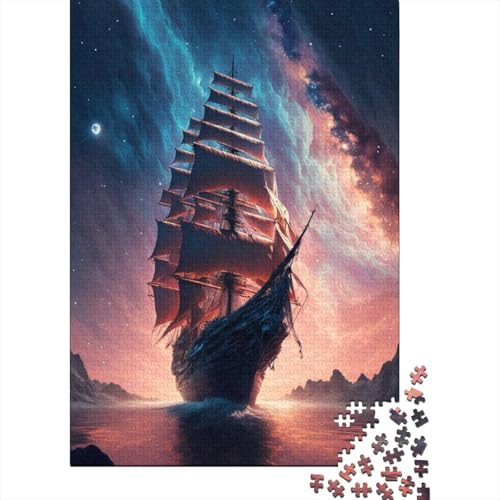 Boot unter den Sternen Holzpuzzle Puzzles für Erwachsene Teenager Erwachsenenpuzzle 1000 Teile Familienpuzzlespiel Geburtstagsgeschenke 75x50cm