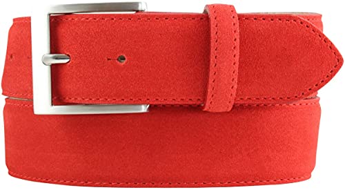 BELTINGER Gürtel aus Veloursleder 4 cm | Hochwertiger Velour-Ledergürtel für Herren 40mm | Herren-Gürtel Wildleder-Gürtel 4cm | Rot 100cm