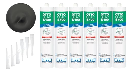 OTTOSEAL S 100 Premium-Sanitär-1K-Silicon Dichtstoff matt 6 Kartuschen auf Acetat Basis Otto Chemie (6x matt anthrazit C8683)