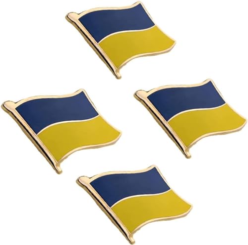 Ukraine-Flagge-Anstecknadel, Unterstützung der Ukraine-Anstecknadel, Emaille-Metall-Ukrainische-Flagge-Abzeichen-Anstecknadel-Brosche, aus Zinklegierung, 20 * 30 mm, 4 Stück