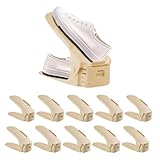 LFLIFENG Schuhstapler, verstellbare Schuhstapler für ein Paar Schuhe, doppelstöckige Schuhschlitze, Organizer für Schrank-Organisation, Braun, 20