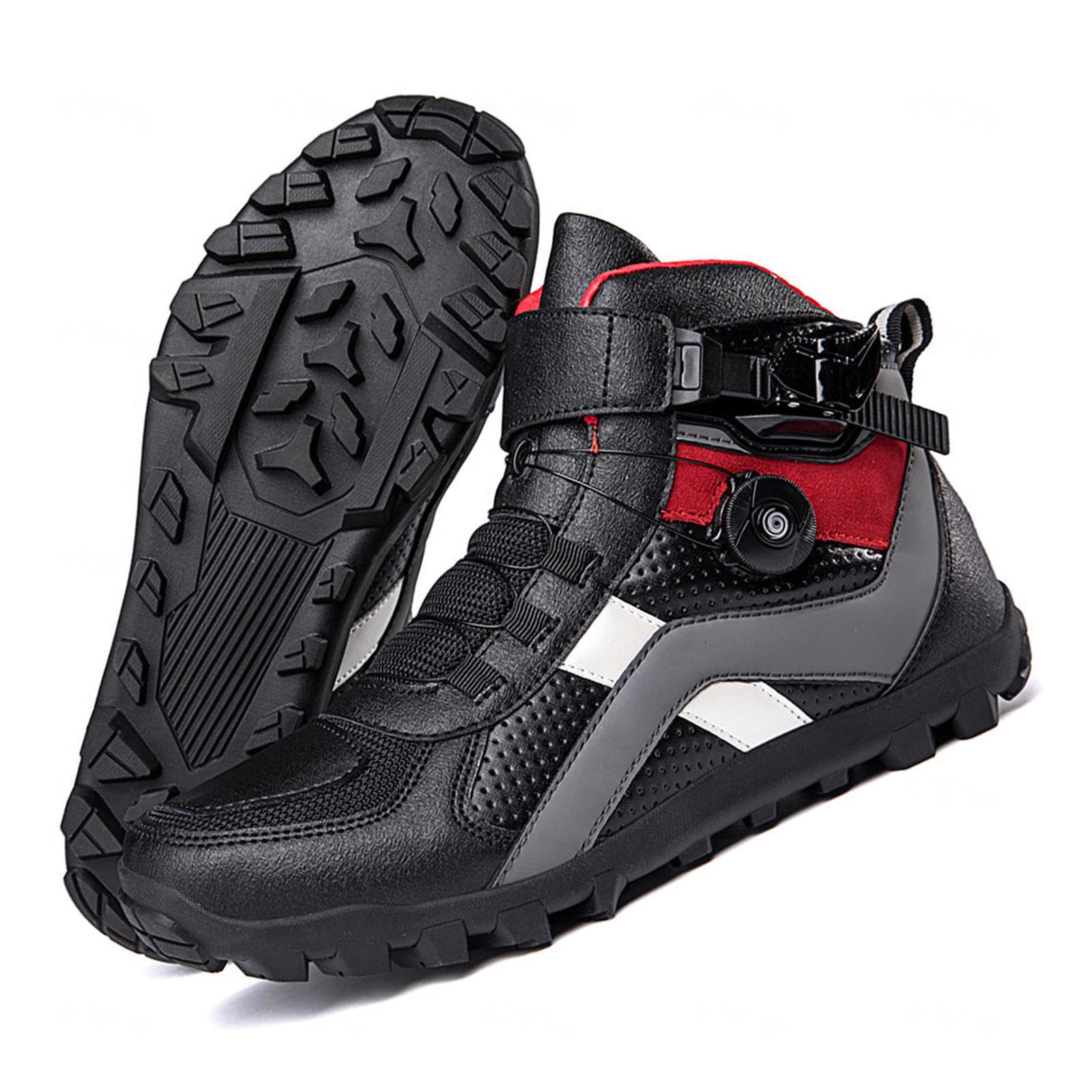 VEACAM Motorradschuhe für Herren Streetbike Beiläufig Urban Motorradstiefel Leder Männer Anti-Rutsch Sneakers,Black-45