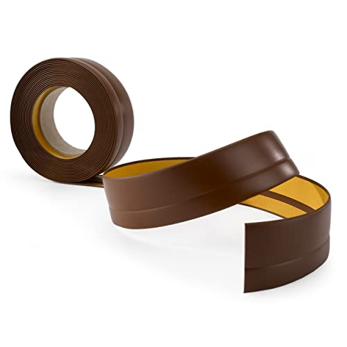 QUEST Weichsockelleiste Selbstklebend 25x15mm für Küche und Badezimmer, Selbstklebendes Dichtungsband aus PVC, Knickleiste, Fugendichtungsband - Braun, 15m