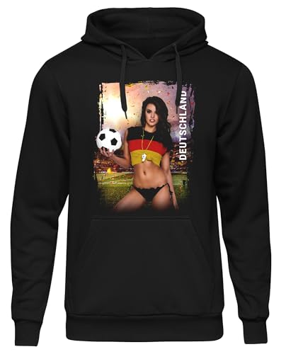 UGLYSHIRT Deutschland Herren Kapuzenpullover | Deutschland Trikot Fanartikel Fussball EM WM Deutschland Flagge Germany Hoodie Deutschland Pullover | M10 Schwarz (3XL)