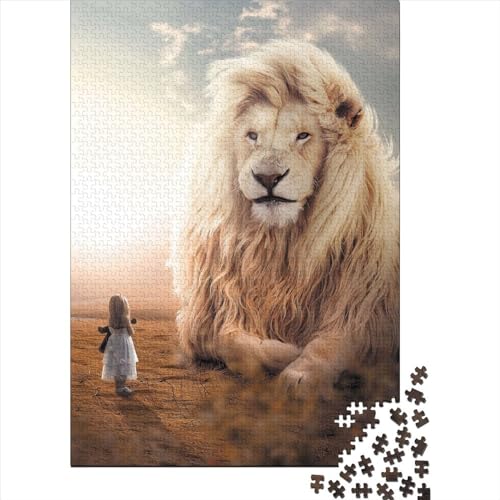 Der riesige weiße Löwe für Erwachsene. Schwieriges Puzzle mit 1000 Teilen für Erwachsene Teenager. Entspannungspuzzlespiele - Denksportaufgabe 75 x 50 cm