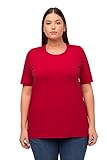 Ulla Popken Damen T-shirt, A-linie, Rundhalsausschnitt, Halbarm, Salsa, 46-48 EU