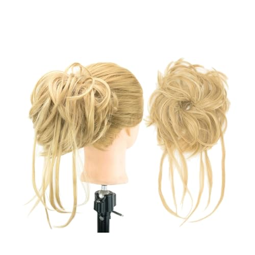 Haarteil Unordentlicher Haarknoten Hochsteckfrisur Lange Haargummis Wickeln Pferdeschwanzverlängerung Gewellte Haarteile Chignon Stirnband Haarverlängerung(Light Blonde)