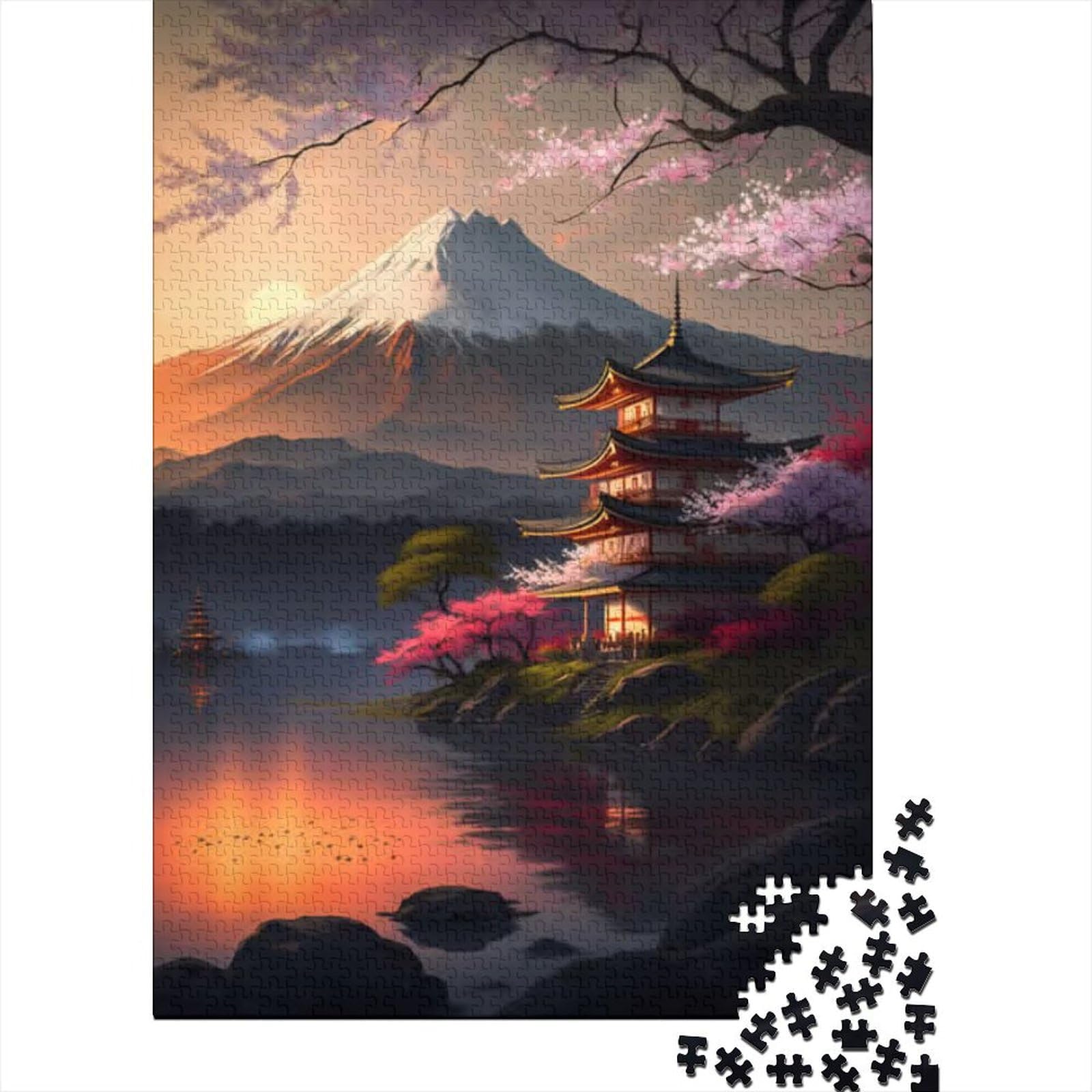 Puzzle für Erwachsene Sonnenuntergang Natur Erwachsenen-Puzzle 1000 für Erwachsene und Jugendliche Holzbrett-Puzzles Schwierig und herausfordernd Größe: 75x50cm