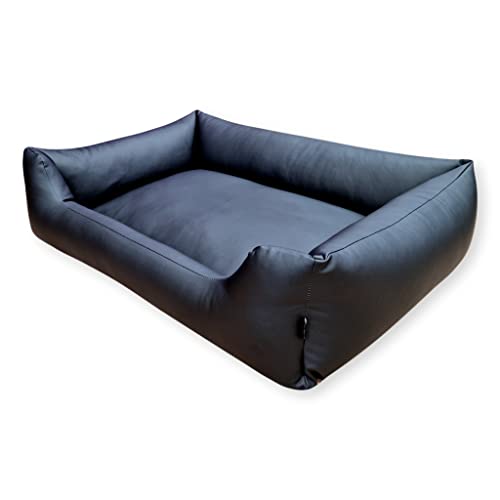 E-dogbed Mario Hundebett aus Kunstleder by Hundekorb Tierkissen Hundesofa Hundeliege Hundekissen Hundekörbchen Schlafplatz Farbe und Größe wählbar von M bis XXL (120x90 cm, schwarz)