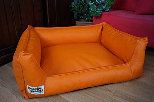 Hundebett Hundesofa Schlafplatz Kunstleder Acceso Farbe und Größe wählbar von XS bis XXL (50 cm X 40 cm, orange)