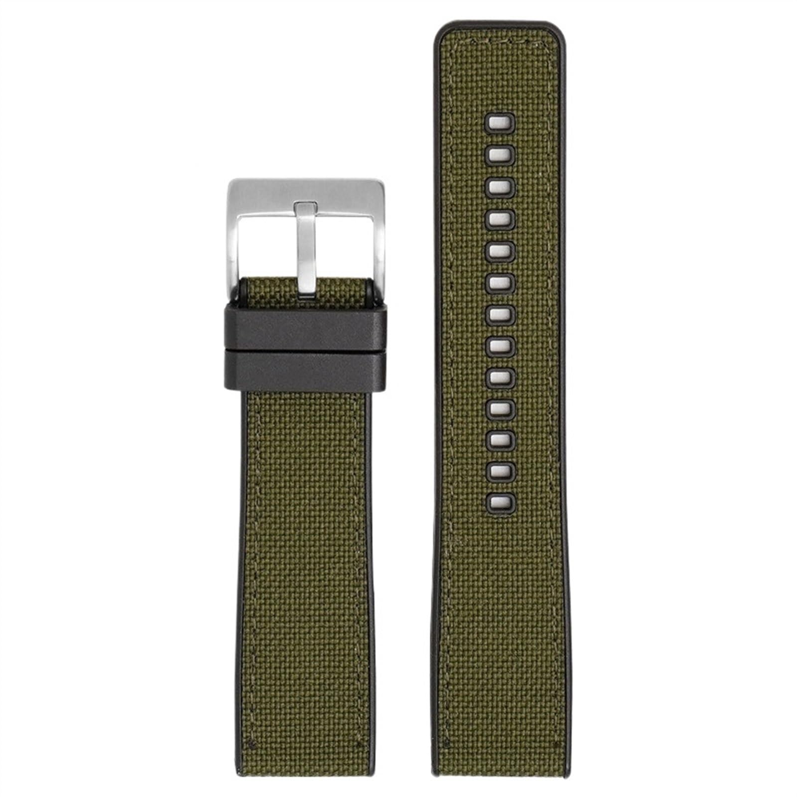 THBGTCNQ Uhrenarmband aus Canvas und Gummi, 20 mm, 22 mm, 24 mm, universelles Uhrenarmband mit Schnellverschluss, Herren-Nylonarmband for Smartwatches, Quarzuhren(Army green silver,22mm)