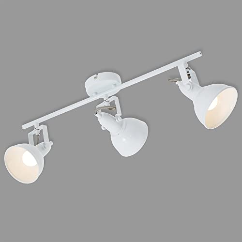 Briloner Leuchten - Deckenleuchte, Deckenlampe mit 3 dreh-und schwenkbaren Spots im Retro/Vintage Design, Fassung: E14 max. 40 Watt, Metall, Maße: 55.4x10x18.1 cm, Farbe: weiß