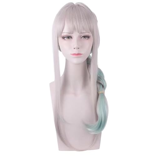 WCCNKK Wig Anime Cosplay Toilet-Bound Hanako-Kun Yashiro Nene Cosplay Perücke 80 Cm Langes Haar Mit Grauem Farbverlauf in Cyan Hitzebeständiges Kunsthaar, Mit Perückenkappe, Anime-Geschenk,B