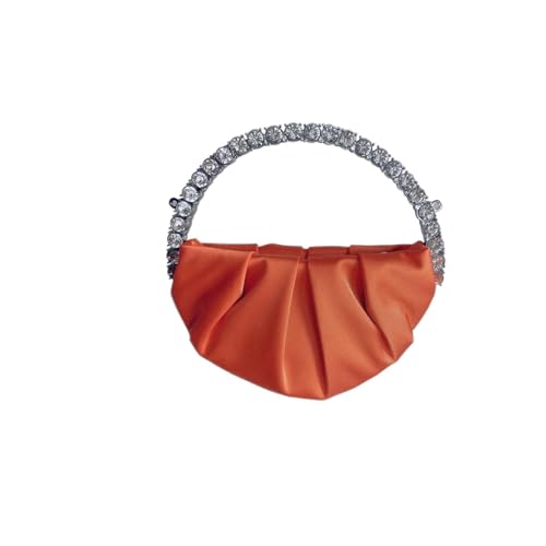 ohodhmnu Damen Tragetasche, für runde Griffe, Abendtasche, Damen, elegante Party-Geldbörse, Damenhandtasche, Hochzeit, Abschlussball, Schulter, Orange, chain strap