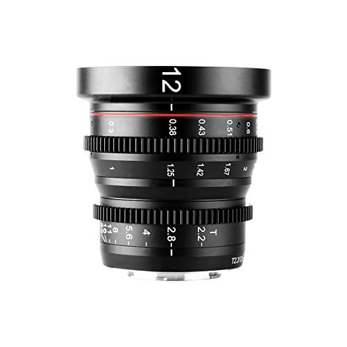 Meike 12mm T2.2 Manual Focus Wide Angle Fixed Prime Cinema Lens for M43 Micro Four Thirds MFT Mount Cameras and Cinema Camera BMPCC 4K