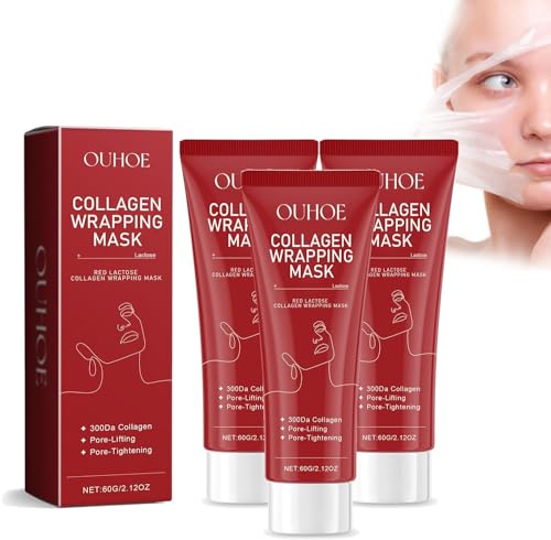 Red Lactose Collagen Wrapping Mask, Red Lactose Peel Off Mask, Collagen Softening Peel Mask, Hydrating and Nourishing for Youthful Glow (3PCS)