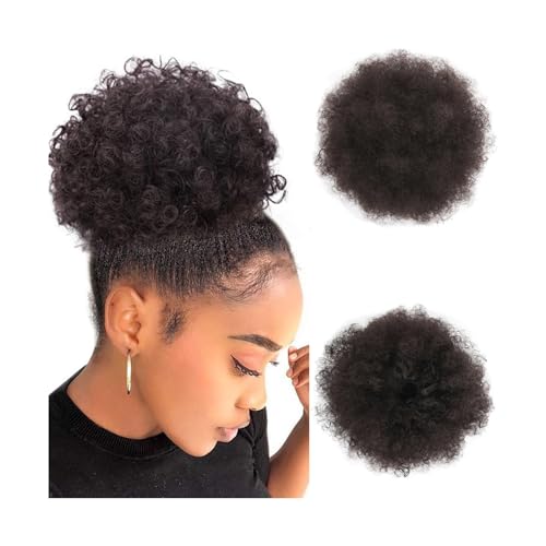 Haarteil Lockige Afro-Puff-Pferdeschwanz-Verlängerungen, kurze synthetische Hochsteckfrisuren-Haarteile for einen natürlichen Look und Stil, Haar-Accessoires Haarverlängerung(8cun-4)