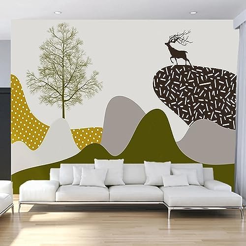 XLMING Abstrakter Elchbaum 3D Tapete Home Dekoration Wohnzimmer Sofa Schlafzimmer Tv Hintergrund Wand-400cm×280cm