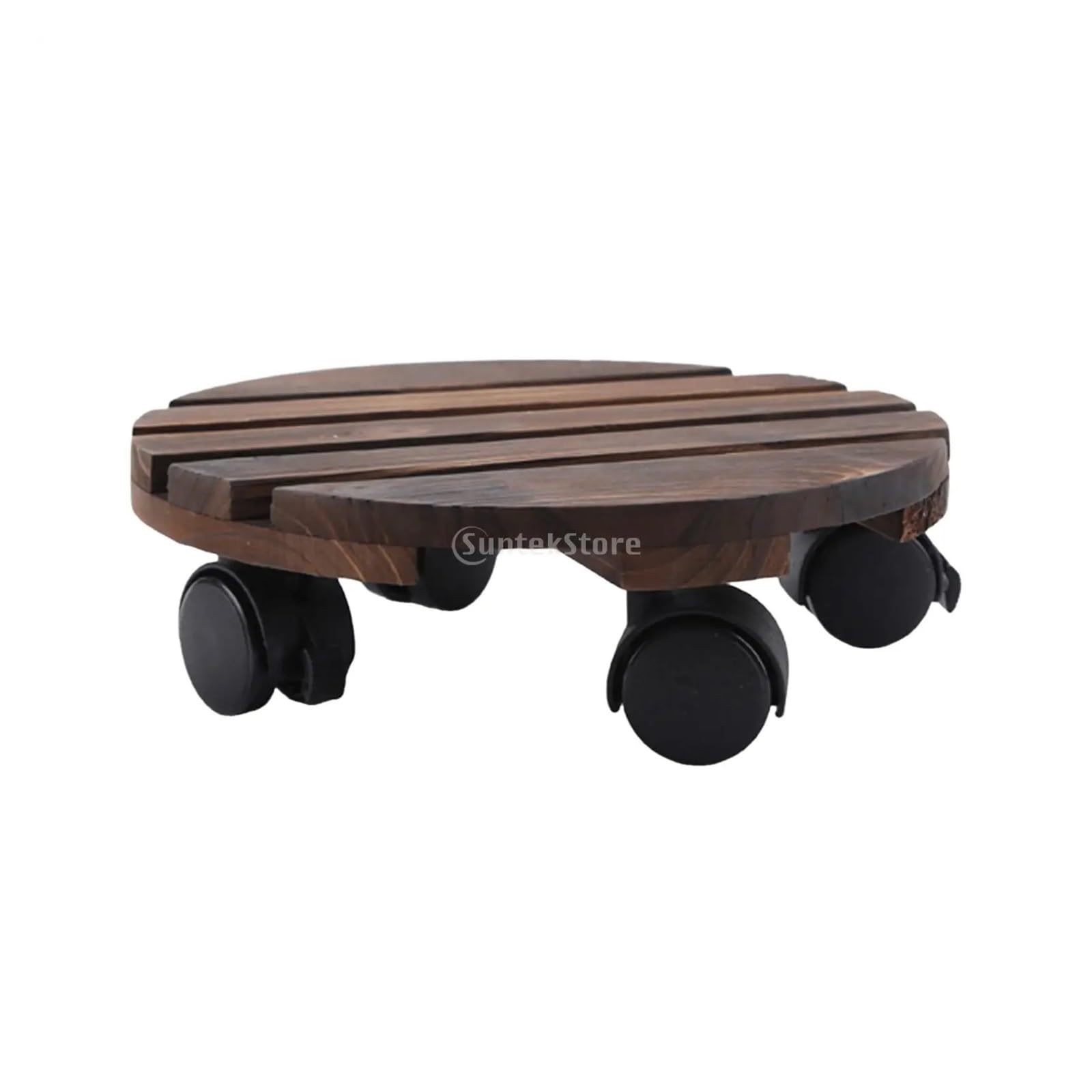 AMEEDA Pflanzenroller Holz-Pflanzenständer for den Innenbereich, runder/quadratischer Blumentopf-Mover-Wagen, Pflanzenständer mit Rädern, rollender Outdoor-Dolly(Round 30cm)