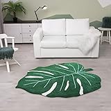 HGUIM Badezimmer-Monstera-Blattteppich, 80 x 120 cm, rutschfest, Pflanzenblatt-Form, Badezimmerteppich, Bodenteppich für Fußmatten, Dusche, Geburtstag, Party-Dekoration