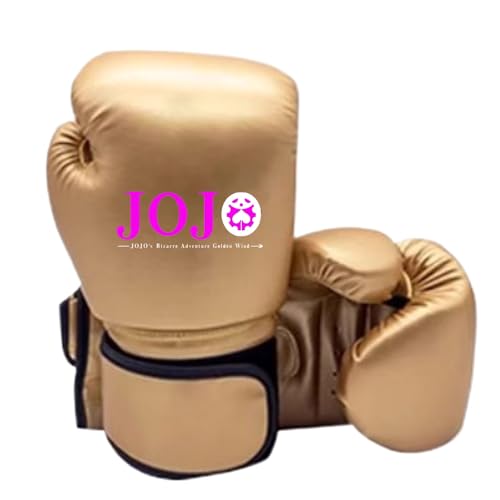 RYNDEX Jo-Jo's Bizar-re Adventu-re Boxhandschuhe Herren, Boxsack Punchinghandschuhe, Geeignet für Boxen Kickboxen Gemischte Kampfsportarten, Stabilität(Gold,8OZ)