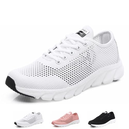 OTEB Atmungsaktiver und Leichter Sneaker for Damen, orthopädische Sneaker for Damen, Wanderschuhe mit Fußgewölbeunterstützung(White,40 EU)