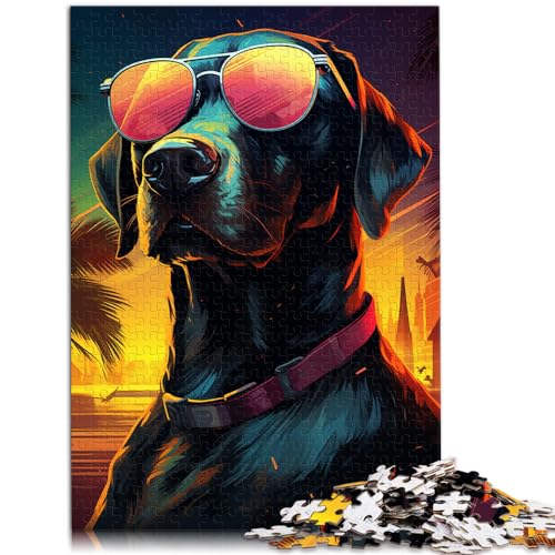 Spielzeug-Puzzle Großer Hund mit Sonnenbrille Puzzle 1000-Teile-Puzzle für Erwachsene Holzpuzzle Lernpuzzle Familienspiel für und Unterhaltung (50x75cm)