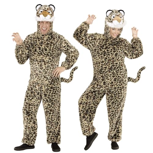 "LEOPARD IN SOFT PLUSH" (hooded jumpsuit with mask) - (M - h 165 cm)